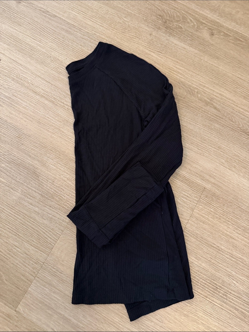 aerie Black Ribbed Crewneck Top